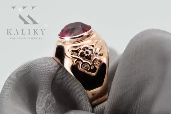 Originální Vintage 14k z růžového zlata Rubin Prsten Vintage styl vrc078r